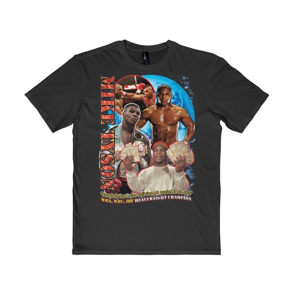 Mike Tyson Black Vintage Style Boxing Tee Shirt - Picture 1 of 1